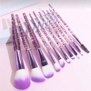 Purple Glitter Makeup Brush Set